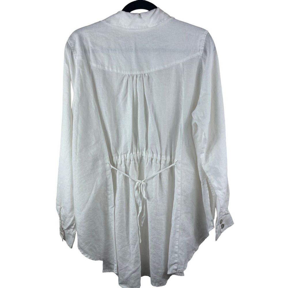 Soft Surroundings‎ Women Tunic Top Size Large White Cream Linen Button Blouse - Picture 2 of 16